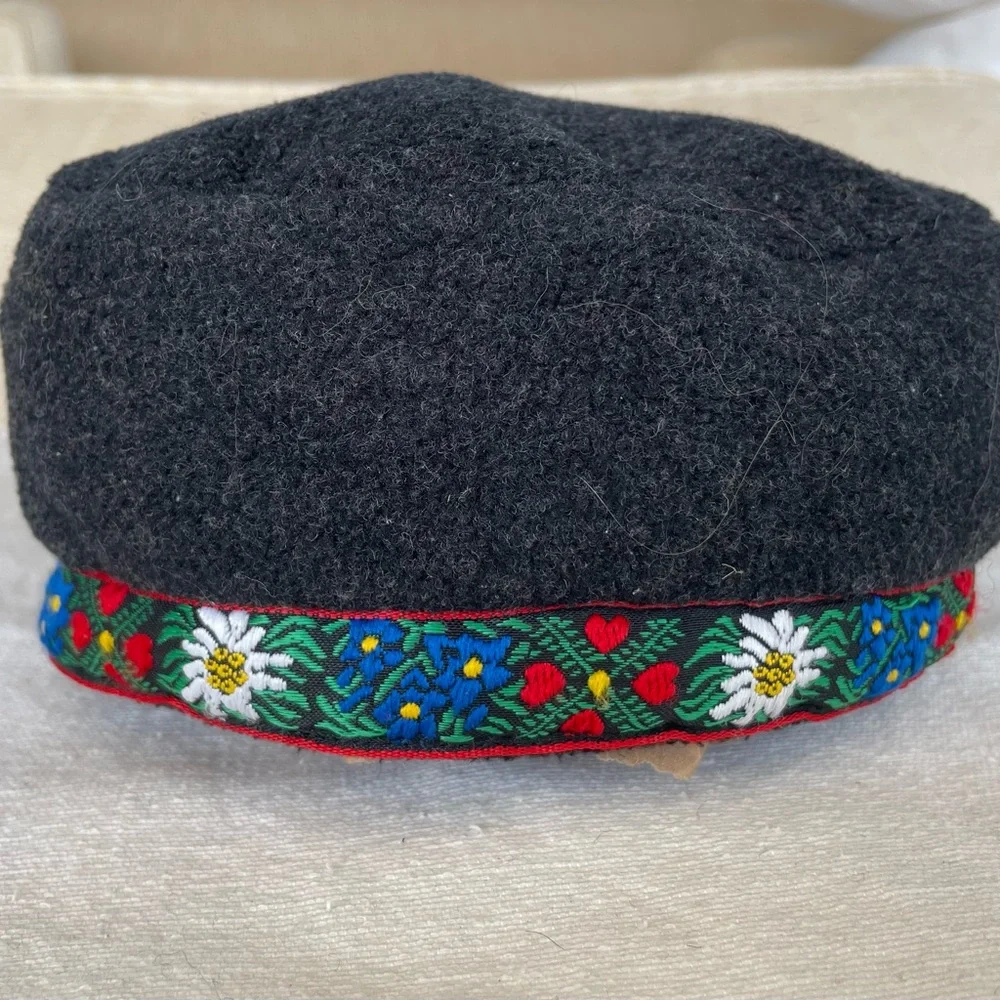 Wool Cap with Swiss Ribbon Trim - Picture 2 of 3